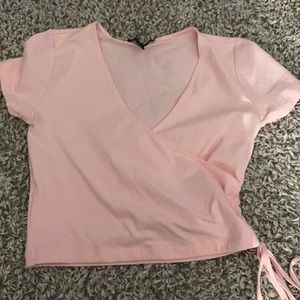 pink v cut top